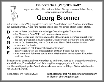 Traueranzeige von Georg Bronner von Allgäuer Zeitung, Marktoberdorf