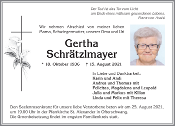 Traueranzeige von Gertha Schrätzlmayer von Allgäuer Anzeigeblatt