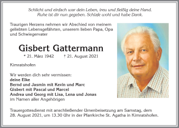 Traueranzeige von Gisbert Gattermann von Allgäuer Zeitung,Kempten
