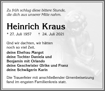 Traueranzeige von Heinrich Kraus von Allgäuer Zeitung, Kaufbeuren/Buchloe