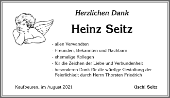 Traueranzeige von Heinz Seitz von Allgäuer Zeitung