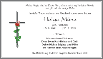 Traueranzeige von Helga Münz von Allgäuer Zeitung, Füssen