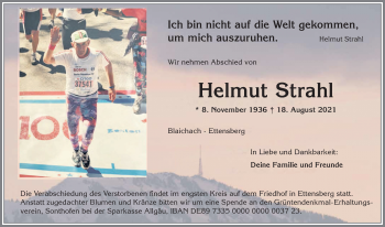 Traueranzeige von Helmut Strahl von Allgäuer Anzeigeblatt