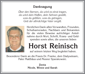 Traueranzeige von Horst Reinisch von Allgäuer Zeitung,Kempten