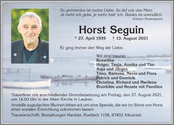 Traueranzeige von Horst Seguin von Allgäuer Zeitung,Kempten
