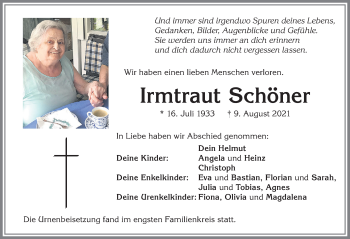 Traueranzeige von Irmtraut Schöner von Allgäuer Zeitung,Kempten