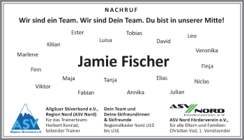 Traueranzeige von Jamie Fischer von Memminger Zeitung