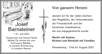 Traueranzeige von Josef Barnsteiner von Allgäuer Zeitung, Füssen
