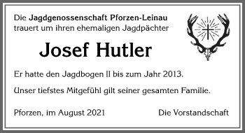 Traueranzeige von Josef Hutler von Allgäuer Zeitung, Kaufbeuren/Buchloe
