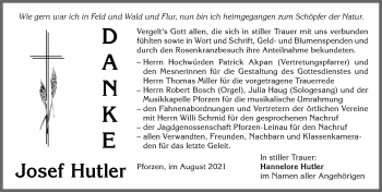 Traueranzeige von Josef Hutler von Allgäuer Zeitung, Kaufbeuren/Buchloe