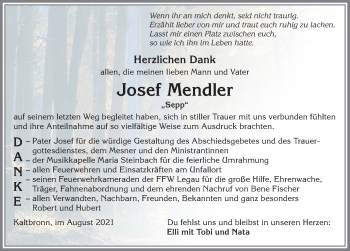 Traueranzeige von Josef Mendler von Memminger Zeitung