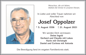 Traueranzeige von Josef Oppolzer von Allgäuer Zeitung, Kaufbeuren/Buchloe