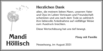 Traueranzeige von Mandi Höllisch von Allgäuer Zeitung, Füssen
