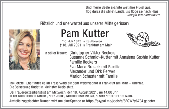 Traueranzeige von Pam Kutter von Allgäuer Zeitung, Marktoberdorf