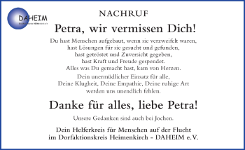 Traueranzeige von Petra Berners von Der Westallgäuer