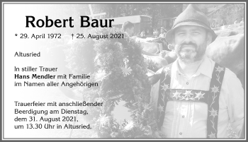 Traueranzeige von Robert Baur von Allgäuer Zeitung,Kempten