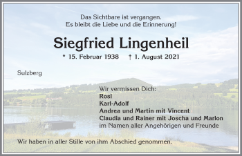 Traueranzeige von Siegfried Lingenheil von Allgäuer Zeitung,Kempten