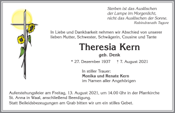 Traueranzeige von Theresia Kern von Allgäuer Zeitung