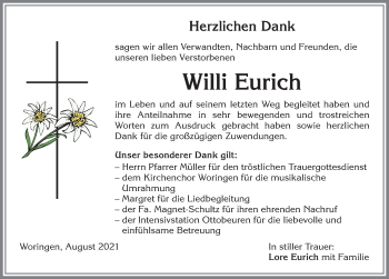 Traueranzeige von Willi Eurich von Memminger Zeitung