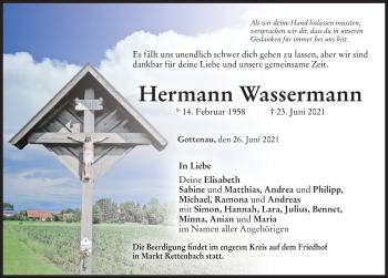 Traueranzeige von Hermann Wassermann von Memminger Zeitung