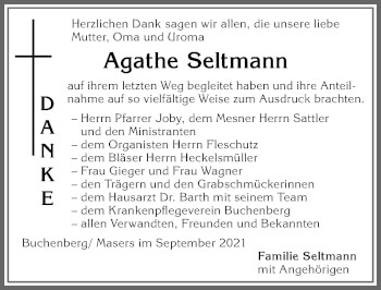 Traueranzeige von Agathe Seltmann von Allgäuer Zeitung,Kempten