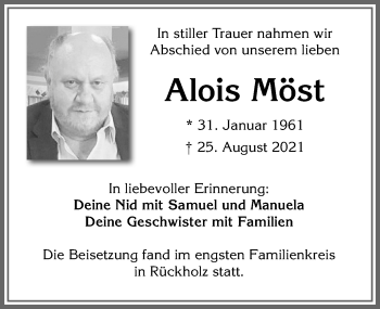 Traueranzeige von Alois Möst von Allgäuer Zeitung, Füssen
