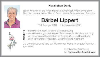 Traueranzeige von Bärbel Lippert von Memminger Zeitung