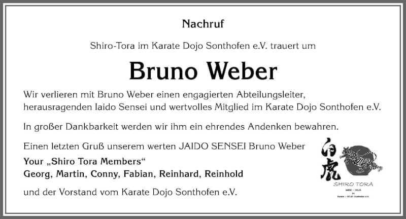  Traueranzeige für Bruno Weber vom 22.09.2021 aus Allgäuer Anzeigeblatt