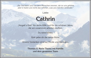 Traueranzeige von Cathrin  von Allgäuer Anzeigeblatt