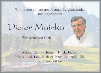 Traueranzeige von Dieter Mainka von Allgäuer Zeitung, Füssen