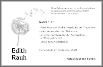 Traueranzeige von Edith Rauh von Allgäuer Anzeigeblatt