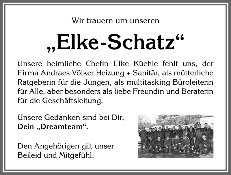  Traueranzeige für Elke Küchle vom 06.09.2021 aus Allgäuer Zeitung,Kempten