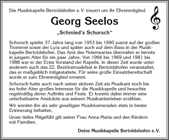 Traueranzeige von Georg Seelos von Allgäuer Zeitung, Marktoberdorf