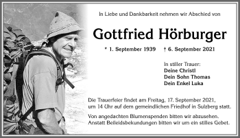 Traueranzeige von Gottfried Hörburger von Allgäuer Zeitung,Kempten