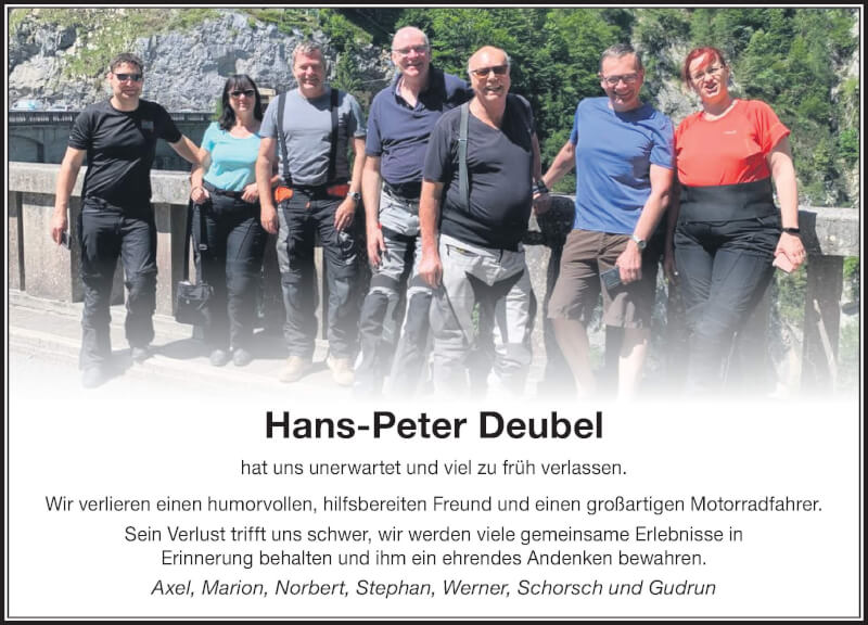  Traueranzeige für Hans-Peter Deubel vom 28.09.2021 aus Der Westallgäuer