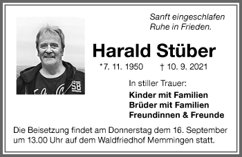 Traueranzeige von Harald Stüber von Memminger Zeitung