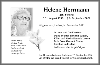 Traueranzeige von Helene Herrmann von Allgäuer Zeitung,Kempten