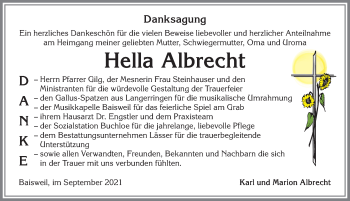 Traueranzeige von Hella Albrecht von Allgäuer Zeitung, Kaufbeuren/Buchloe