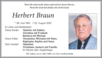 Traueranzeige von Herbert Braun von Allgäuer Zeitung, Füssen