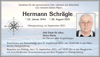 Traueranzeige von Hermann Schrägle von Allgäuer Zeitung, Marktoberdorf