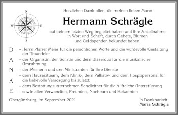 Traueranzeige von Hermann Schrägle von Allgäuer Zeitung, Marktoberdorf