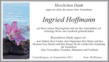 Traueranzeige von Ingried Hoffmann von Allgäuer Zeitung, Marktoberdorf