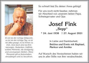 Traueranzeige von Josef Fink von Allgäuer Zeitung