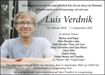 Traueranzeige von Luis Verdnik von Allgäuer Zeitung