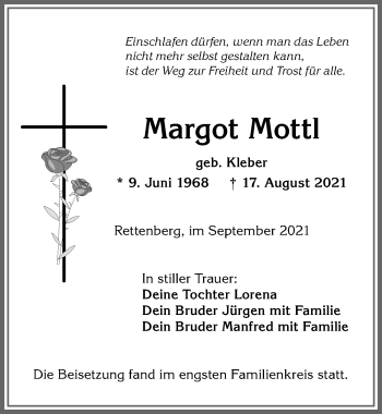 Traueranzeige von Margot Mottl von Allgäuer Anzeigeblatt