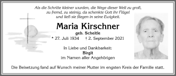 Traueranzeige von Maria Kirschner von Allgäuer Zeitung, Kaufbeuren/Buchloe