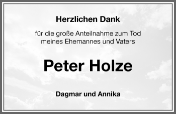 Traueranzeige von Peter Holze von Memminger Zeitung