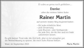 Traueranzeige von Rainer Martin von Allgäuer Zeitung, Kaufbeuren/Buchloe