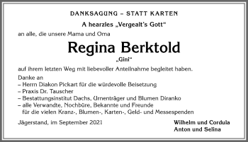 Traueranzeige von Regina Berktold von Allgäuer Anzeigeblatt