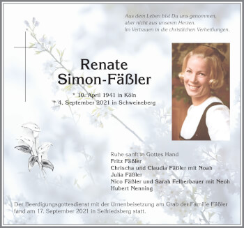 Traueranzeige von Renate Simon-Fäßler von Allgäuer Anzeigeblatt
